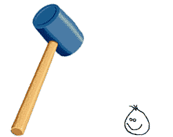 smilie doh getting hit with a mallet